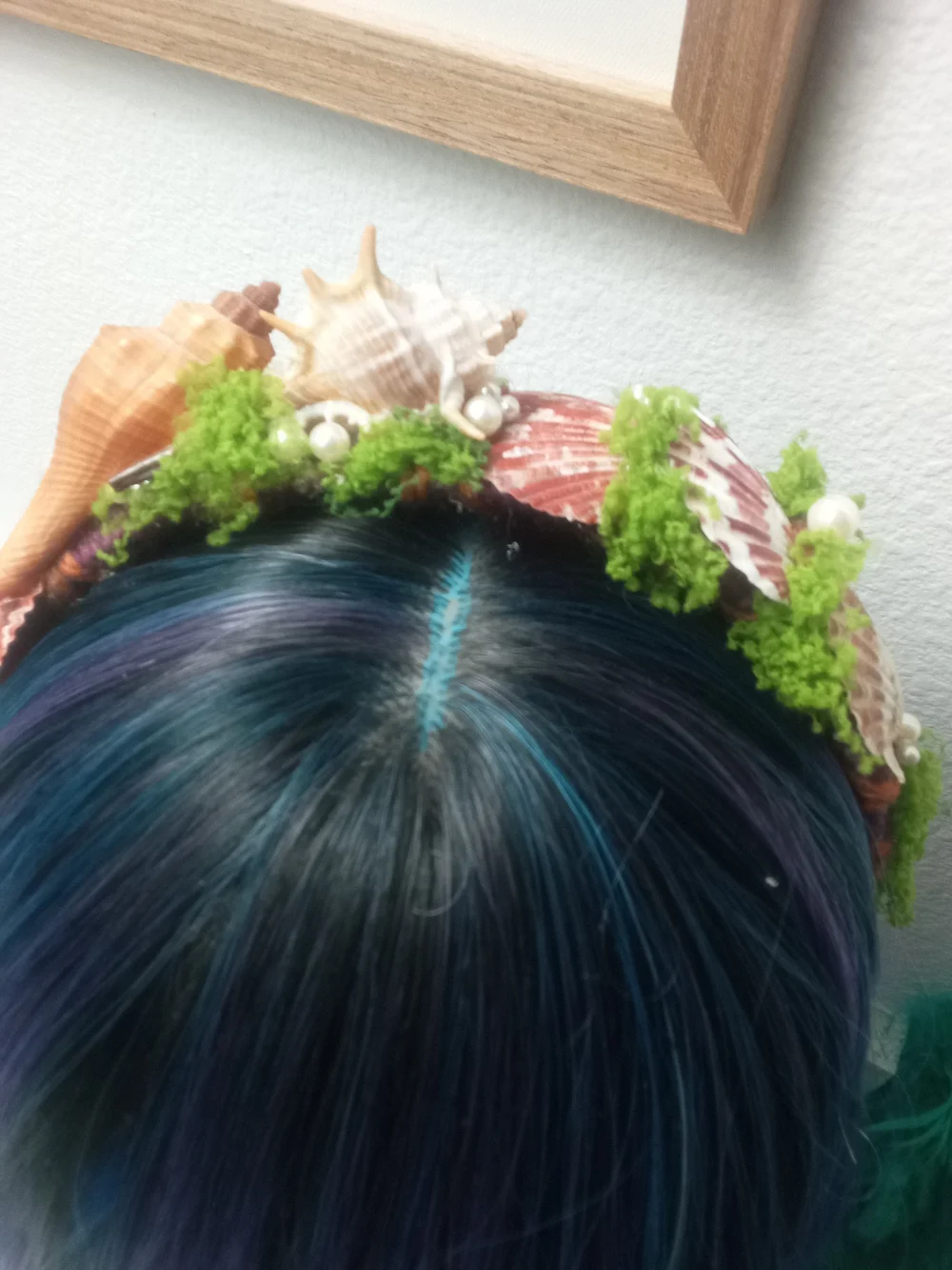 Seashell Pearl Moss Crown Headband